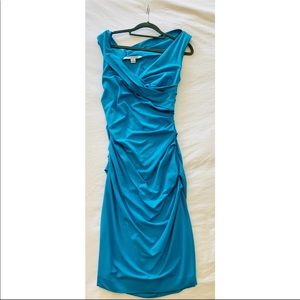 turquoise DVF ruched dress